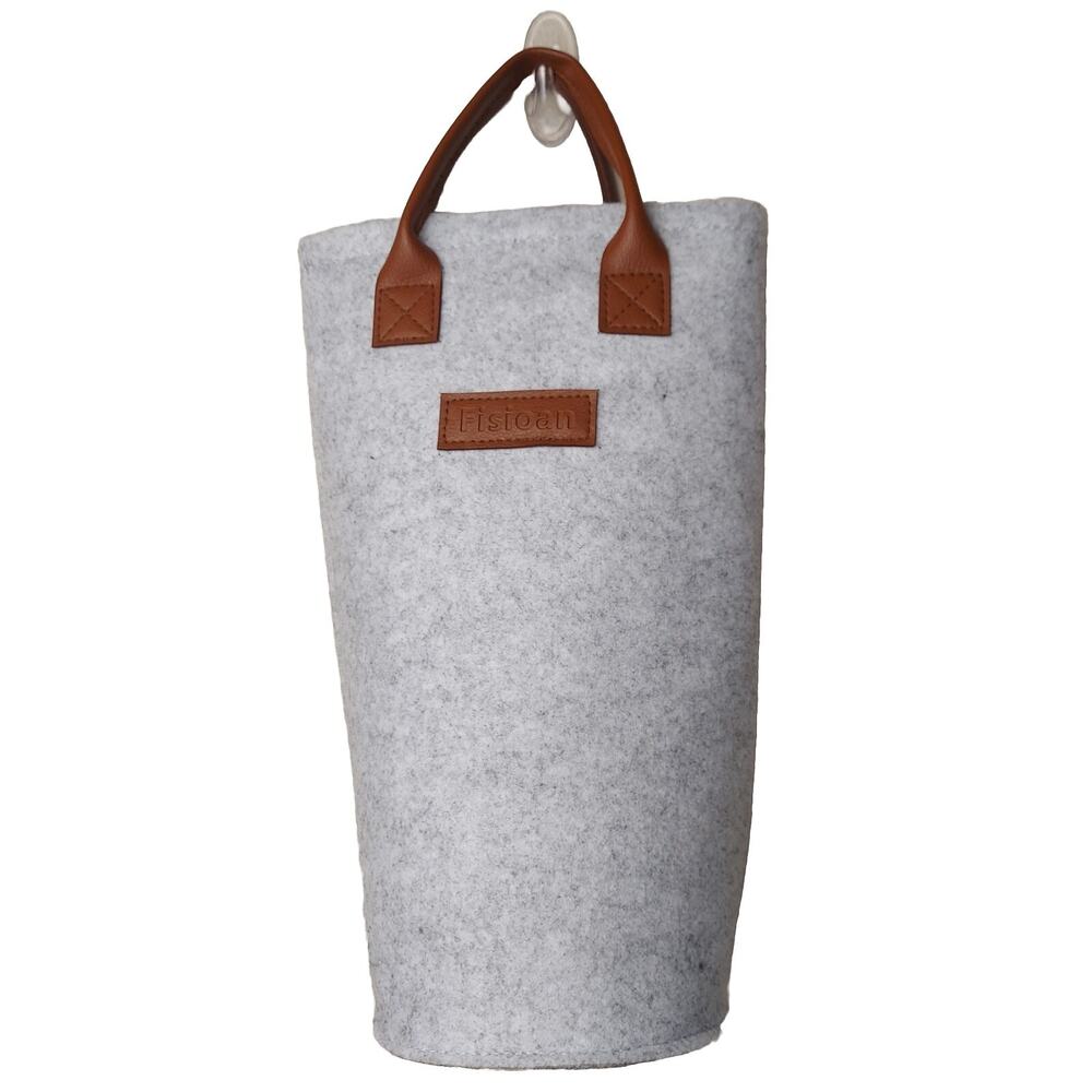 Fisioan Wine Bottle Carrier Tote Felt Handles Gray Hostess House Warming Gift
